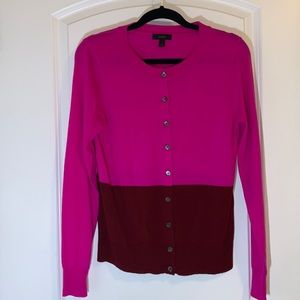 J.Crew Colour Block Wool Cardigan. Fuschia and Maroon. Size M.